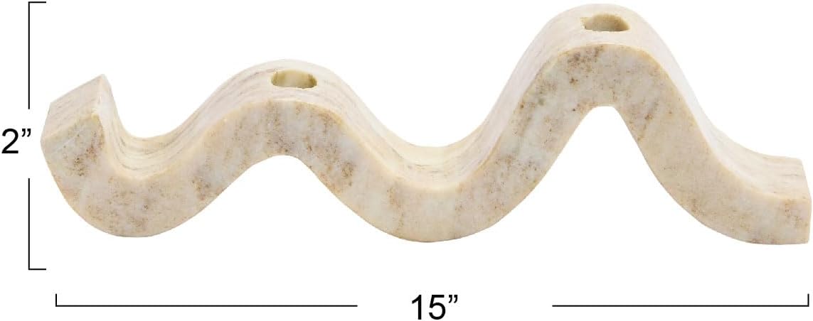 Bloomingville Marble Wave Double Taper Candle Holder, Beige