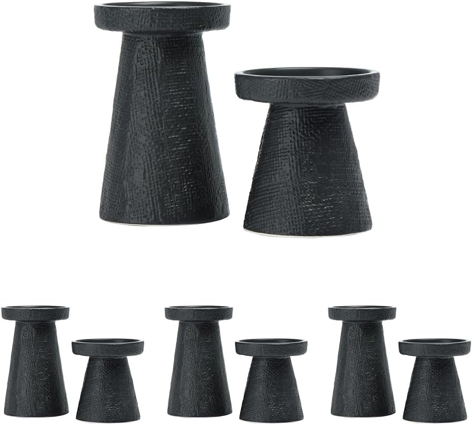 Main + Mesa Stoneware Pillar & Taper Candle Holders, Set of 2