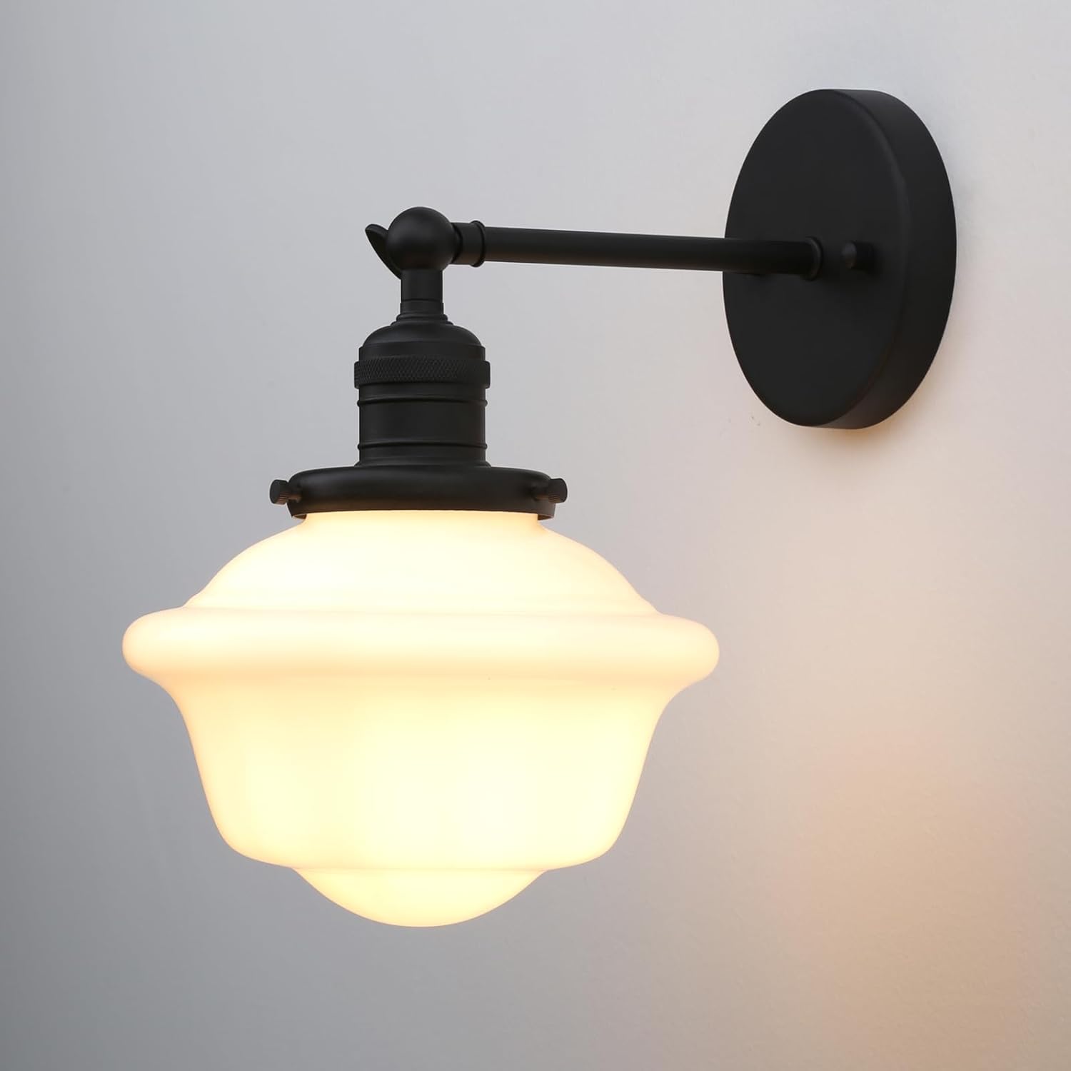 Pathson Vintage Wall Sconce Lamp with Milk White Glass Shade, Hardwired Bathroom Wall Vanity Lighting for Living Room Bedroom Kitchen