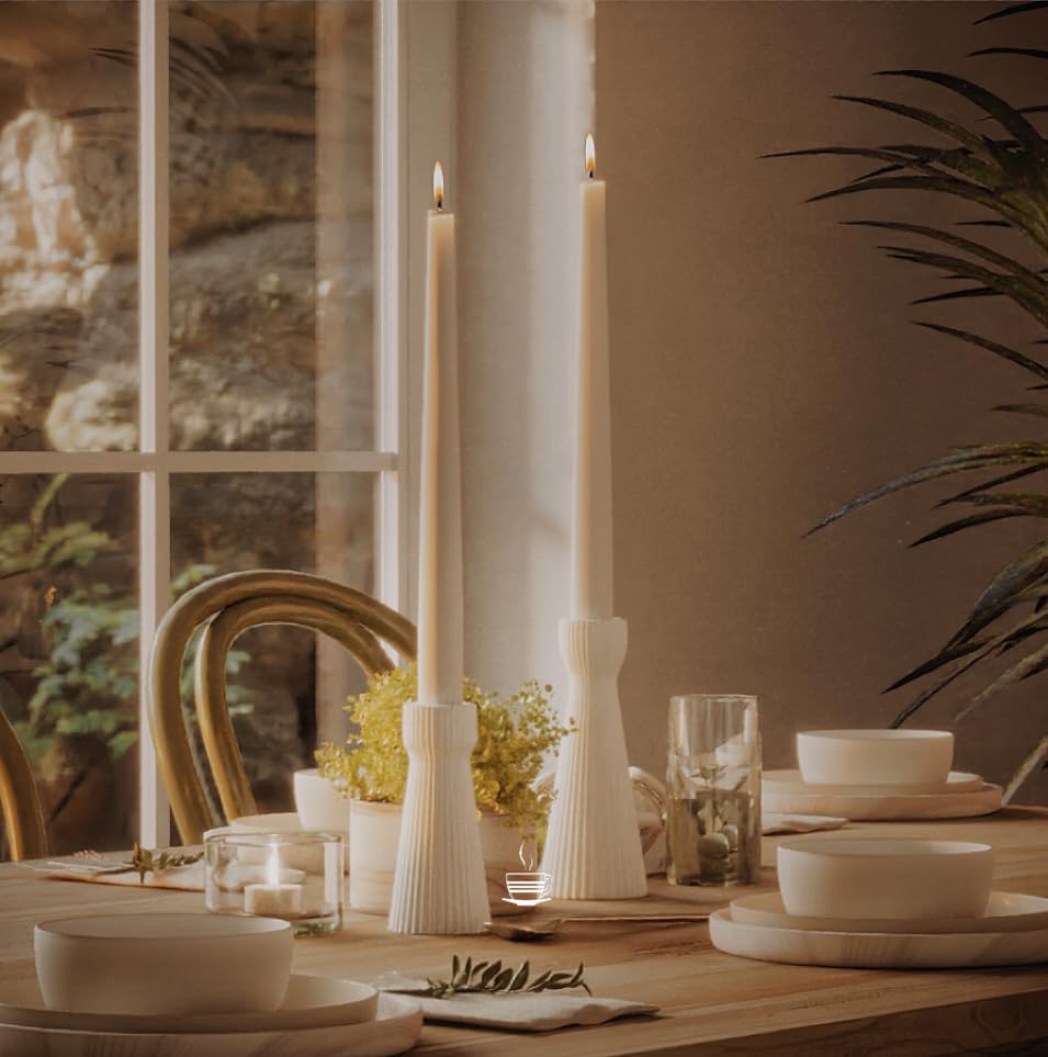 Taper Candle Holders for Candlesticks Ceramic Candle Stick Candle Holder- Set of 2 Decorative Candle Stand for Wedding Decor,Dinner Party and Table Centerpieces,Housewarming Gift White