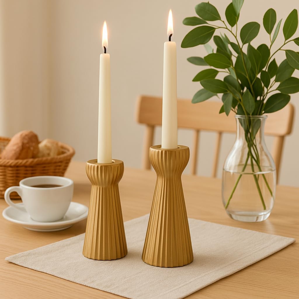 Taper Candle Holders for Candlesticks Ceramic Candle Stick Candle Holder- Set of 2 Decorative Candle Stand for Wedding Decor,Dinner Party and Table Centerpieces,Housewarming Gift Black