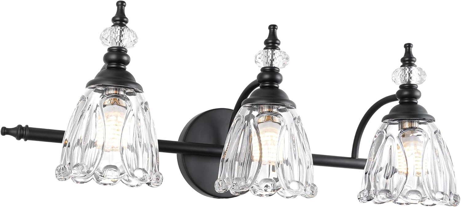 Vintage Brass Wall Sconces Set of Two, Brushed Gold Bathroom Vanity Light Fixtures, Hardwired Sconces Wall Deco Set of 2, Glass Wall Lights for Bathroom, Bedroom,Hallway (Excludes G9 Bulb)