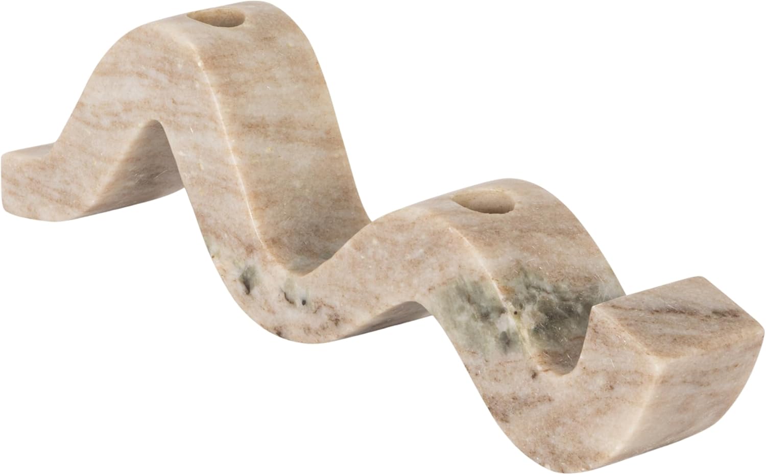 Bloomingville Marble Wave Double Taper Candle Holder, Beige