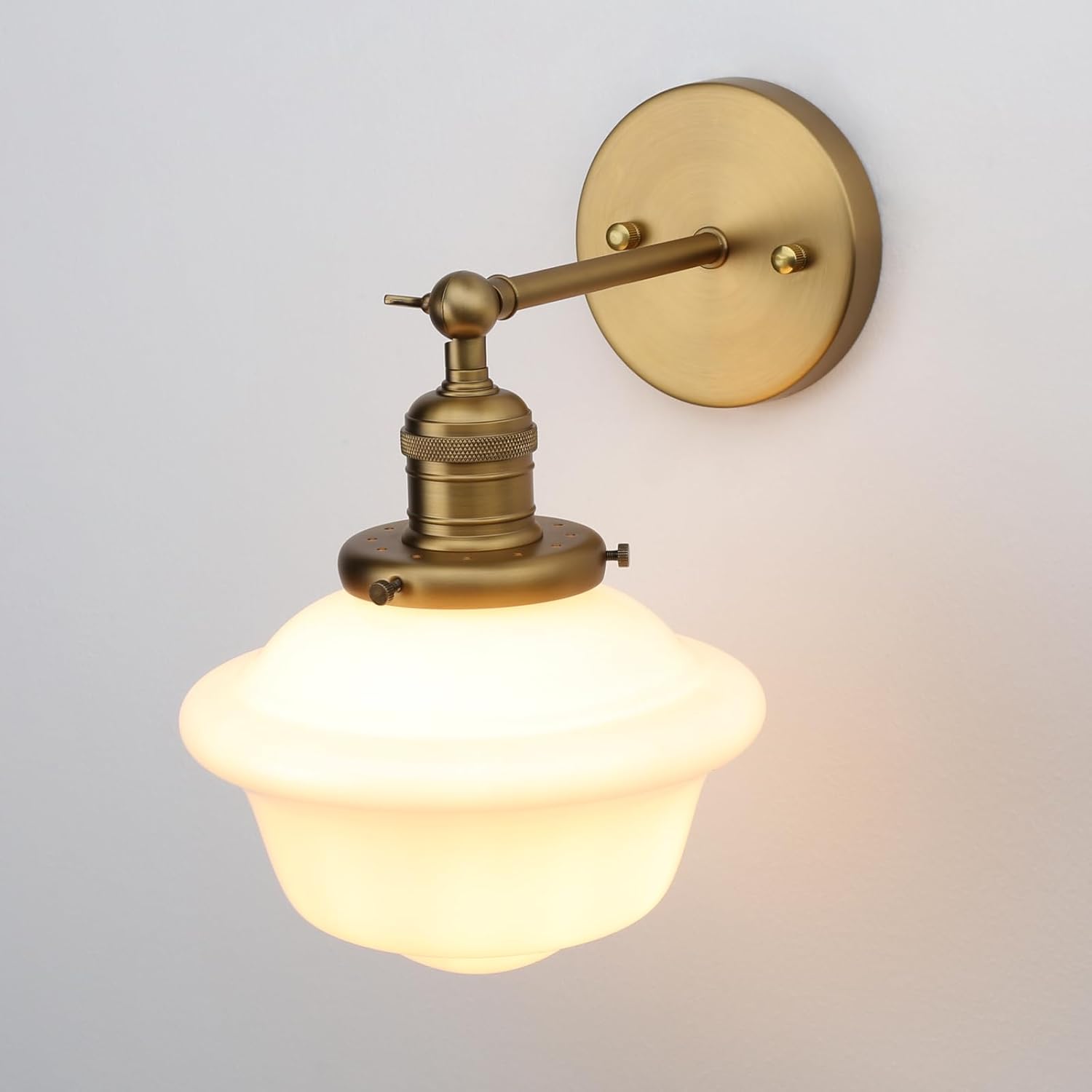 Pathson Vintage Wall Sconce Lamp with Milk White Glass Shade, Hardwired Bathroom Wall Vanity Lighting for Living Room Bedroom Kitchen