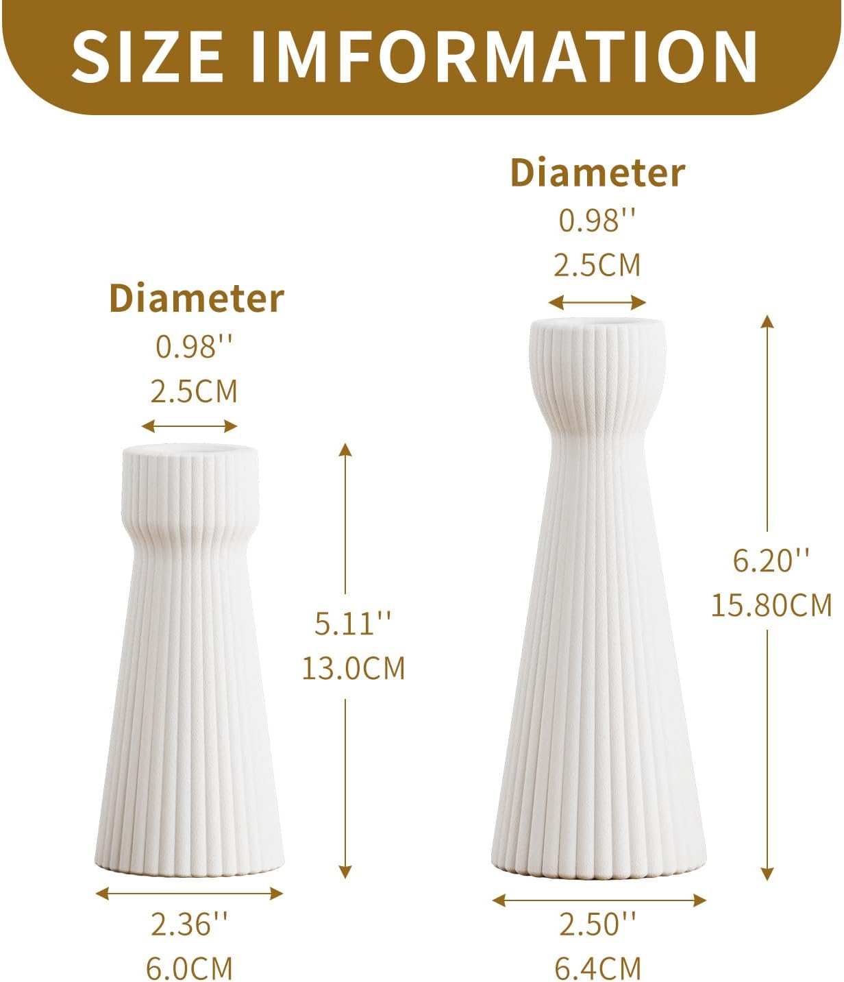 Taper Candle Holders for Candlesticks Ceramic Candle Stick Candle Holder- Set of 2 Decorative Candle Stand for Wedding Decor,Dinner Party and Table Centerpieces,Housewarming Gift White