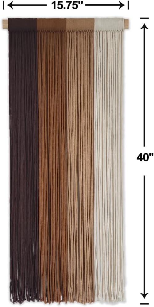 TANNCOY Boho Long Tapestry Unique Macrame Wall Decor Art Hanging Fabric Headboard Traditional Handmade Tie-Dye for Living Room, Bedroom, Home, Brown, 40" L x 15.75" W