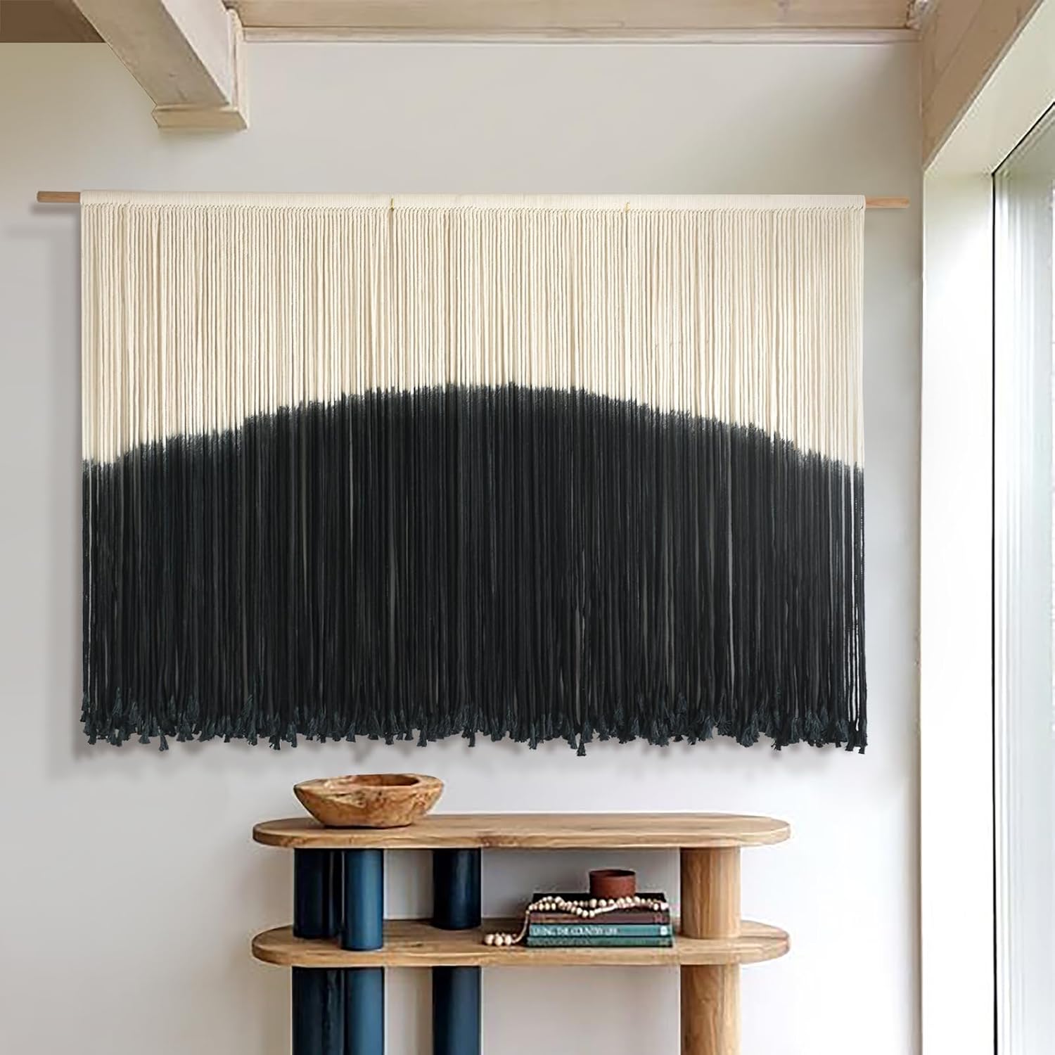 Flber Macrame Wall Hanging Macrame Wall Decor Large-Scale Tie-Dye Tapestry Living Home Room Wall Decor 57" Wx 35" L