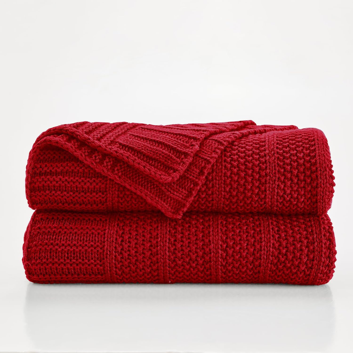 Douceur Brown Throw Blanket for Bed, Soft Chunky Cable Knit Throw Blanket, Classic Fisherman's Rib Stitch Pattern Throw for Living Room,60"X80"