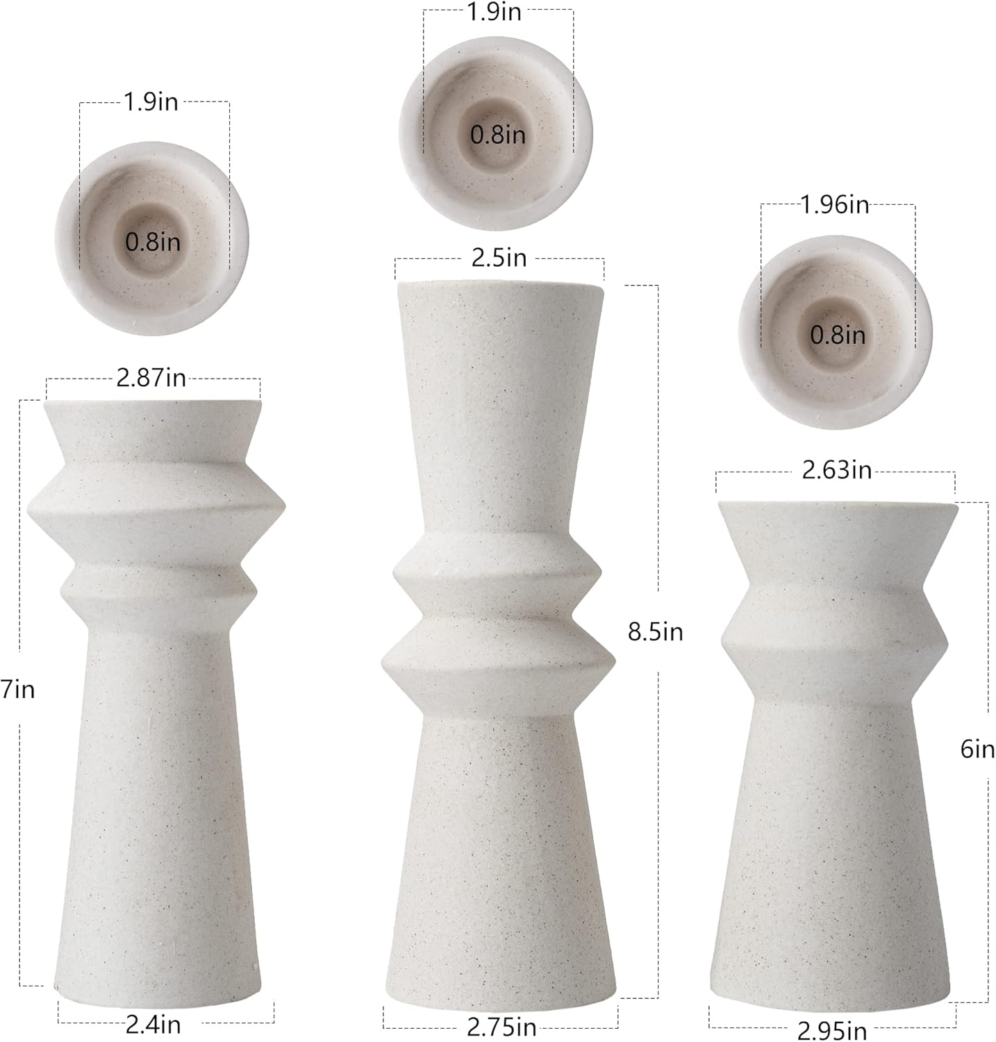 Set of 3 Ceramic Candle Holders,Minimalist Style, Candle Burning Display Holder,for for Home Decorations, Wedding Parties, Festival Celebrations.