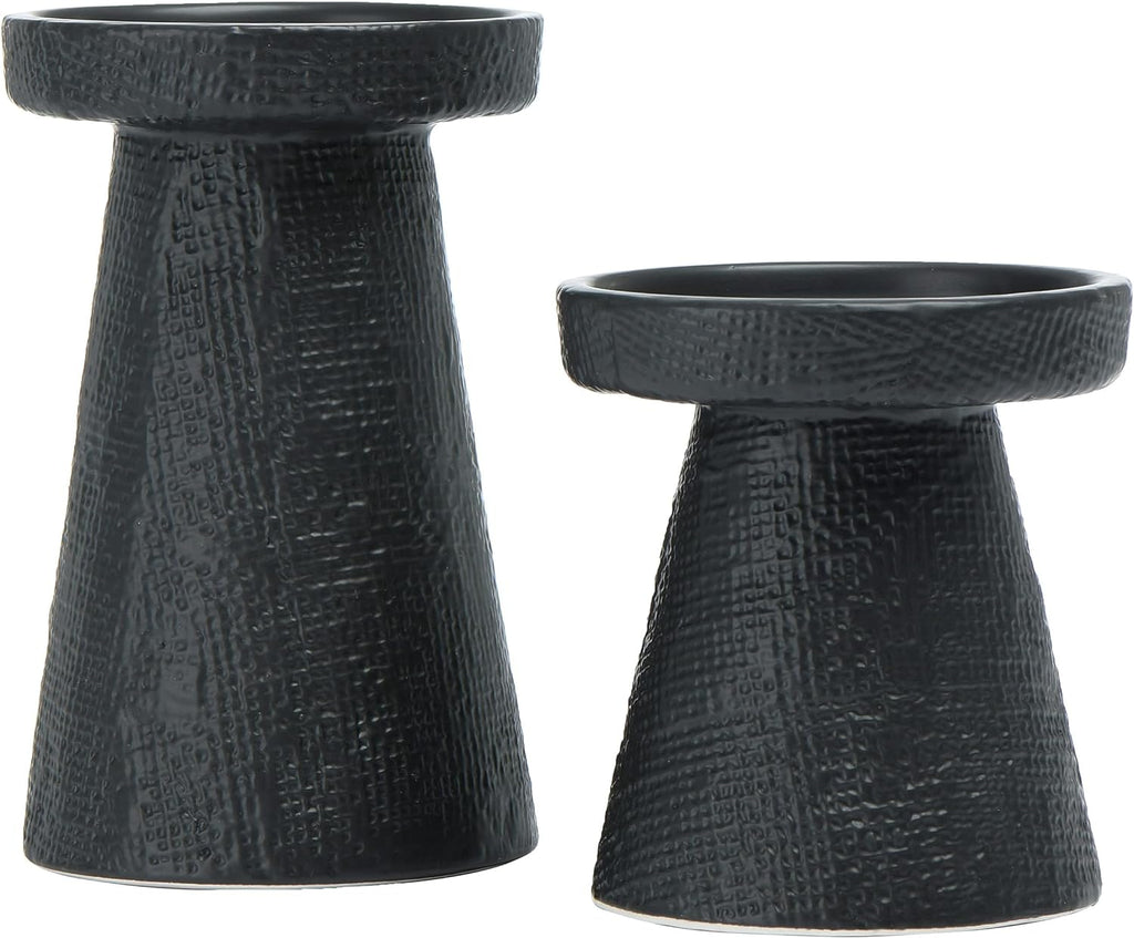 Main + Mesa Stoneware Pillar & Taper Candle Holders, Set of 2
