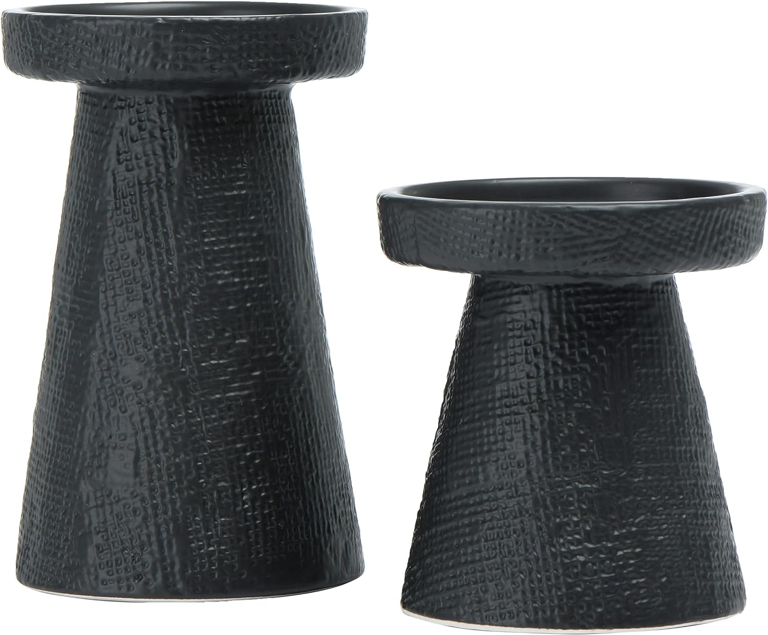 Main + Mesa Stoneware Pillar & Taper Candle Holders, Set of 2