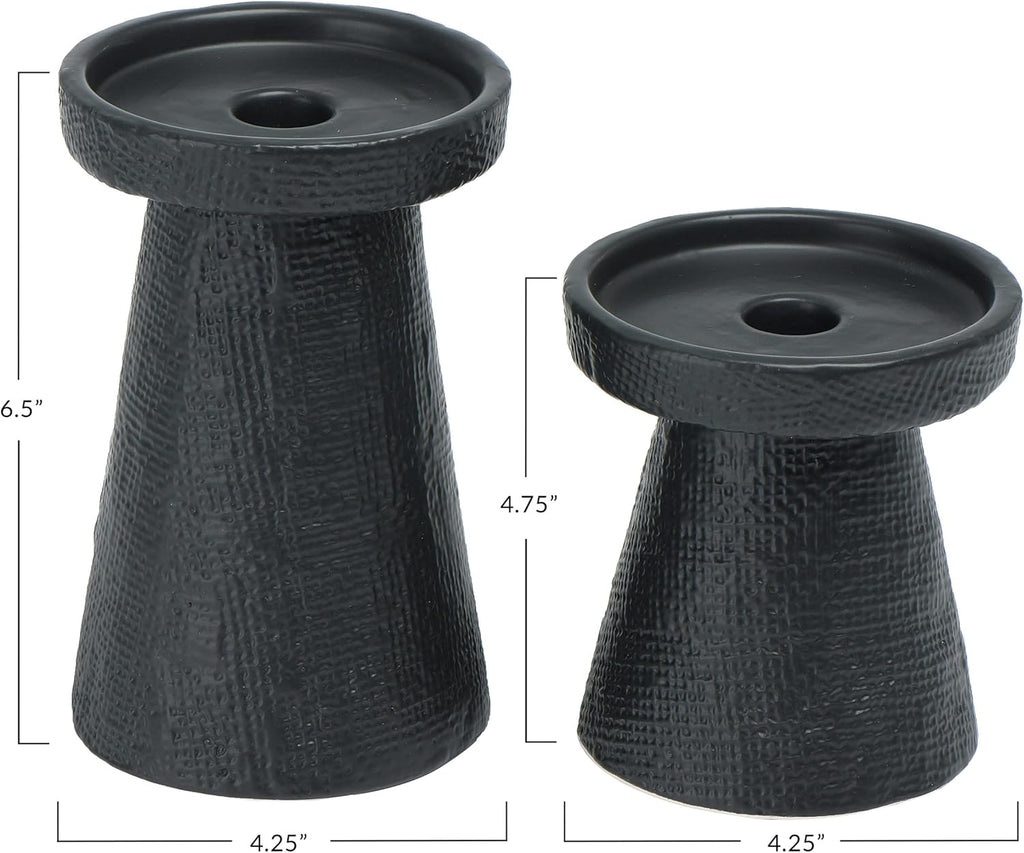 Main + Mesa Stoneware Pillar & Taper Candle Holders, Set of 2