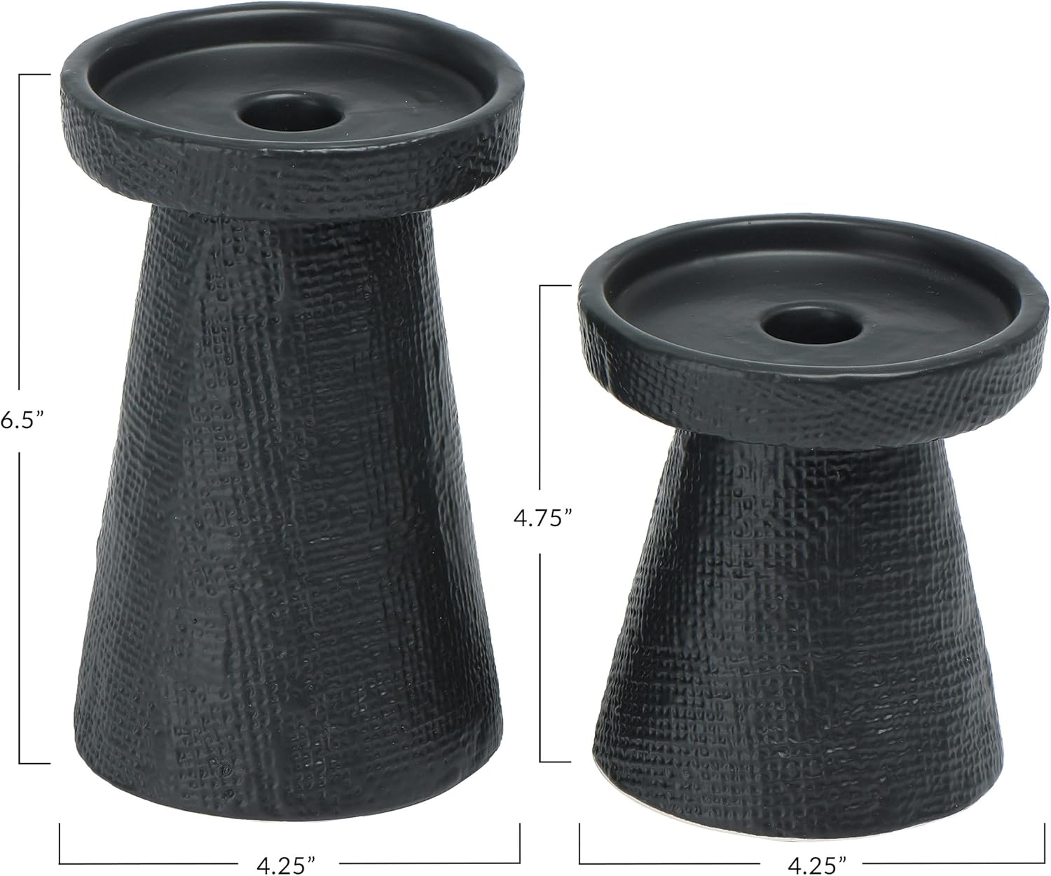 Main + Mesa Stoneware Pillar & Taper Candle Holders, Set of 2
