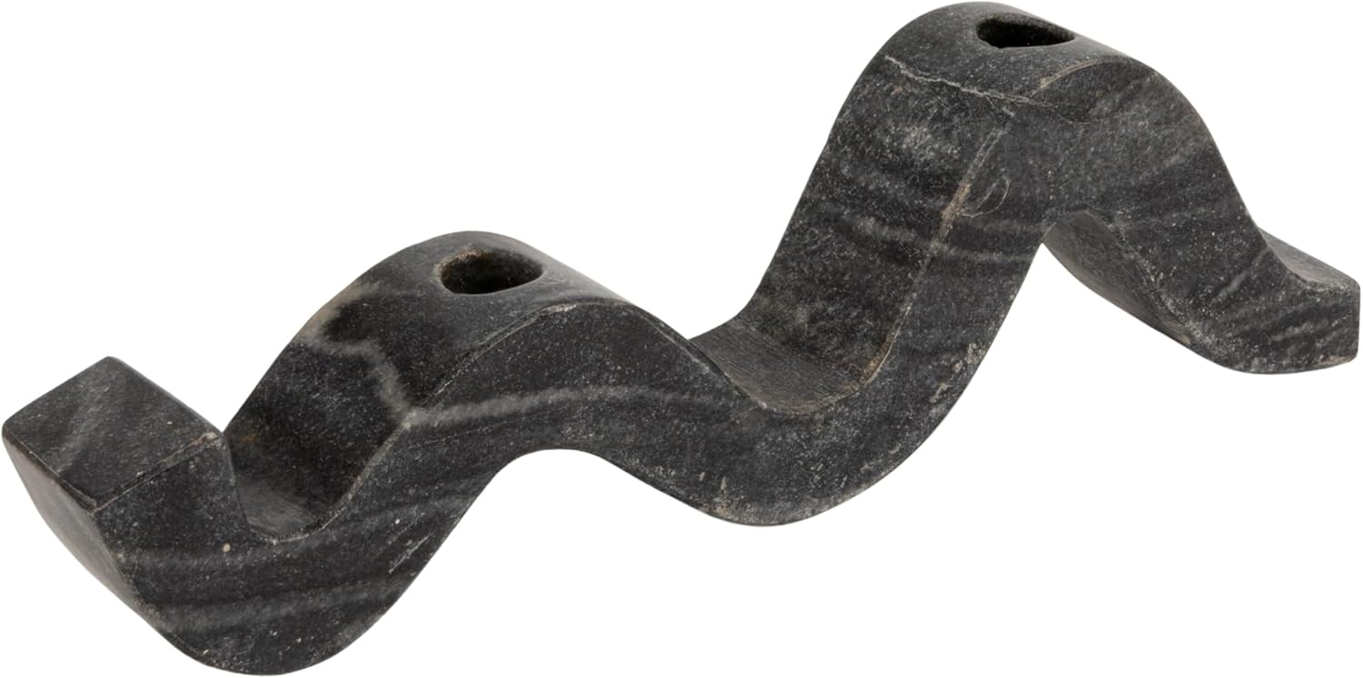 Bloomingville Marble Wave Double Taper Candle Holder, Beige