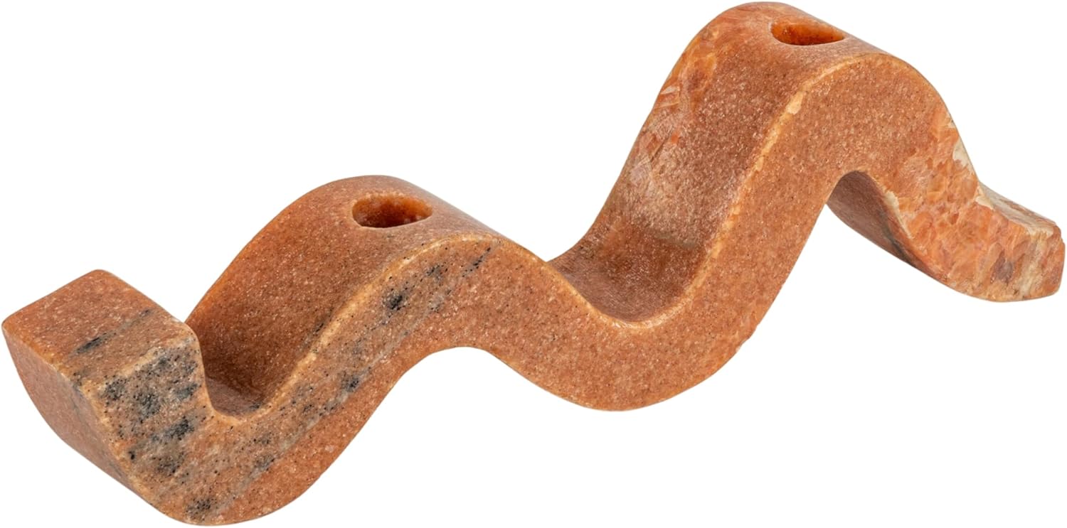 Bloomingville Marble Wave Double Taper Candle Holder, Beige