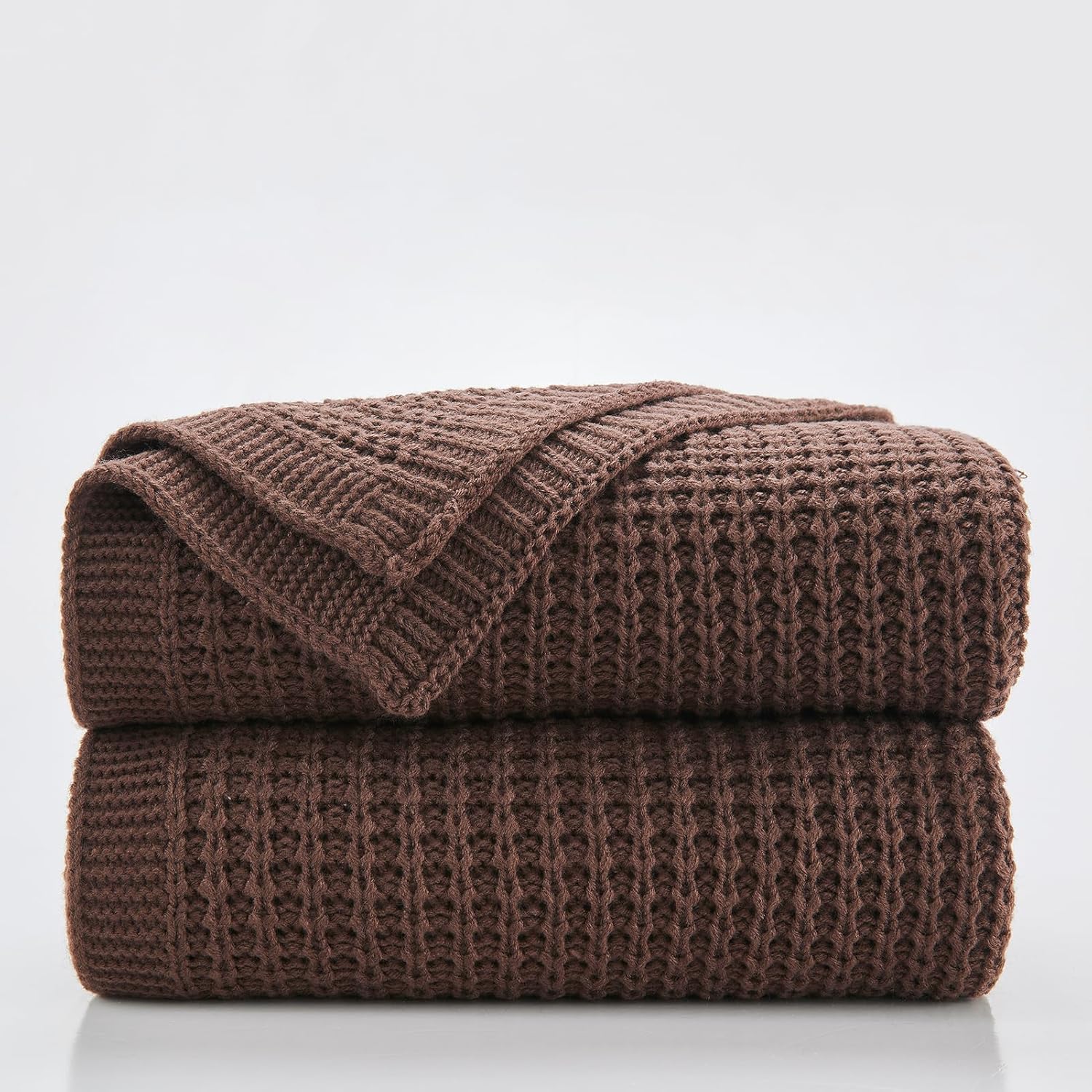 Douceur Brown Throw Blanket for Bed, Soft Chunky Cable Knit Throw Blanket, Classic Fisherman's Rib Stitch Pattern Throw for Living Room,60"X80"