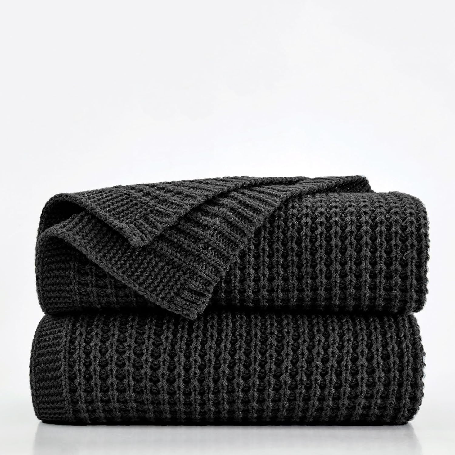 Douceur Brown Throw Blanket for Bed, Soft Chunky Cable Knit Throw Blanket, Classic Fisherman's Rib Stitch Pattern Throw for Living Room,60"X80"