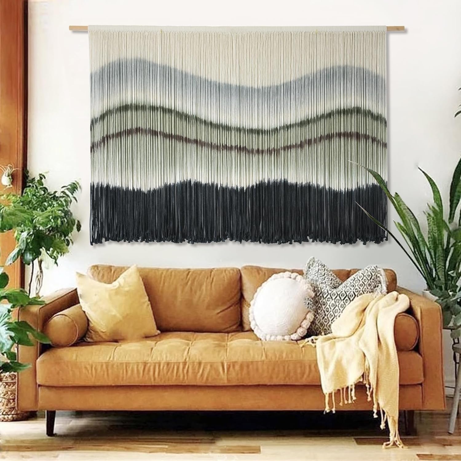 Macrame Wall Hanging Large Dip Dye Tapestry Fiber Wall Art Boho Bedroom Décor 57''W*35''L