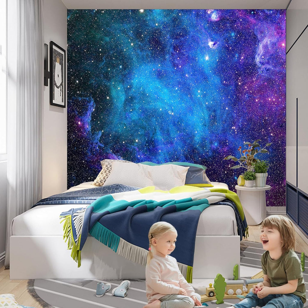 Apdidl Extra Large Galaxy Space Tapestry for Bedroom Aesthetic 118'' X 98'' Blue Starry Sky Stars Universe Tapestry Mysterious Nebula Wall Hanging Backdrop Decor for Bedroom Living Room