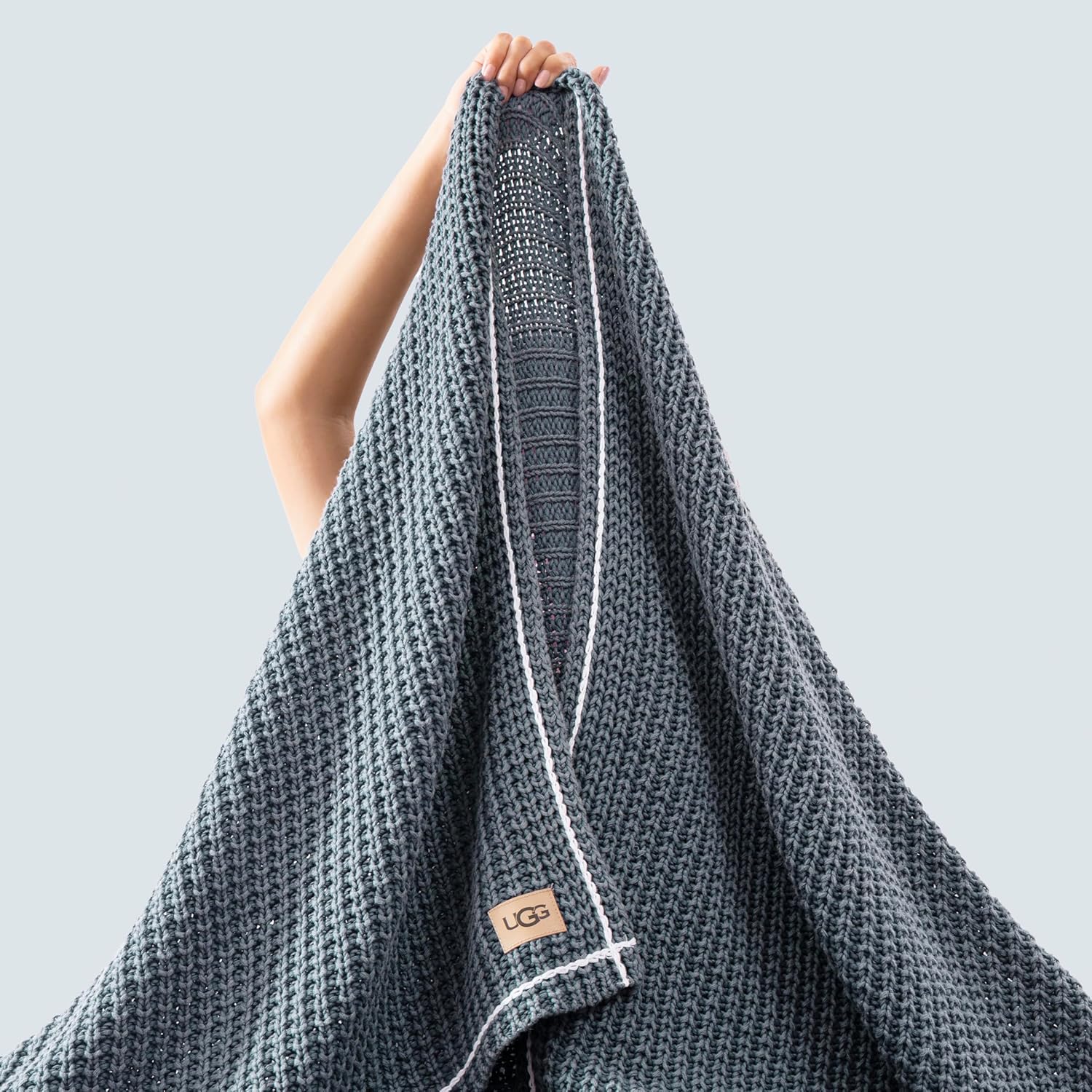 UGG Luna Knit Throw Blanket Soft Cotton Throw for Couch or Bed Cozy Soft Warm Waffle Giftable Lightweight Blanket for Living Room Bedroom, Machine Washable, 50-inch x 70-inch, Imperial Blue