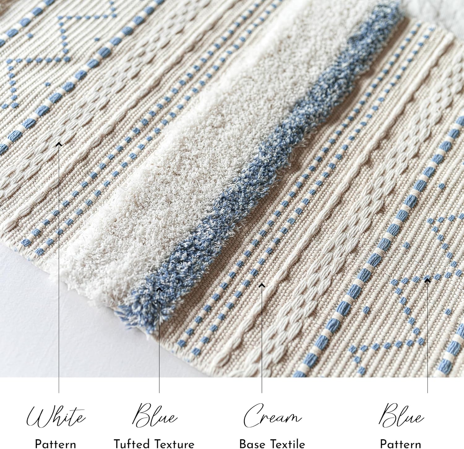 BlissBlush Long Vertical Wall Hanging Tapestry Coastal Blue Woven Boho Farmhouse Décor Tassel Handmade Wall Art Decoration for Bedroom Living Room Dorm Nursery Apartment, 16x39 INCH