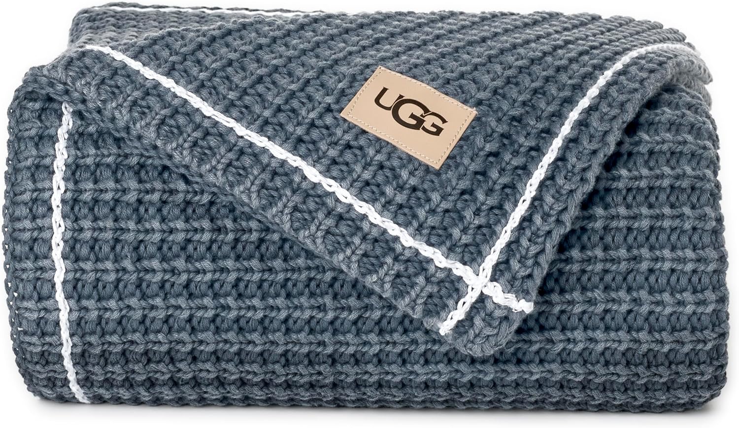 UGG Luna Knit Throw Blanket Soft Cotton Throw for Couch or Bed Cozy Soft Warm Waffle Giftable Lightweight Blanket for Living Room Bedroom, Machine Washable, 50-inch x 70-inch, Imperial Blue